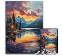 Puzzles 1000 pièces pour Adultes ou familles Maison en Carton d'automne Puzzles en Carton Difficiles et stimulants, Superbes Cadeaux et Jouets pour Les 14 Ans 26x38cm