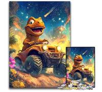 Puzzles 1000 pièces pour Adultes ou familles Puzzle Dinosaure conduisant Une Voiture pour Les 14 Ans et Plus Décoration de la Maison Cadeau d'œuvres d'art 26X38CM