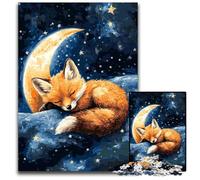 Puzzles 1000 pièces pour Adultes ou familles Puzzle Renard sur la Lune pour Les 14 Ans et Plus Décoration d'intérieur Cadeau d'œuvres d'art 26X38CM