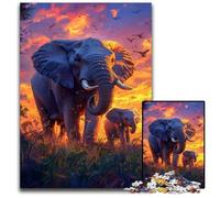 Puzzles 1000 pièces pour Adultes ou familles Puzzles en Bois éléphant d'Afrique Décoration d'intérieur DIY Jeu de réflexion pour Adolescents 50x75cm