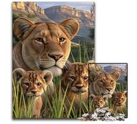 Puzzles 1000 pièces pour Adultes ou familles Puzzles en Bois Famille de Lions africains Jeux Amusants, idéal comme Cadeau pour Toute la Famille à partir de 14 Ans 50x75cm