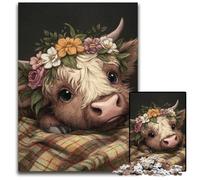 Puzzles 1000 pièces pour Adultes ou familles Puzzles en Bois Farm Yak Réduction du Stress intéressante Idées Cadeaux pour Les 14 Ans et Plus 50x75cm