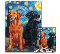 Puzzles 1000 pièces pour Adultes ou familles Puzzles en Bois Labrador Ciel Nocturne Jeux Amusants pour Toute la Famille à partir de 14 Ans 50x75cm
