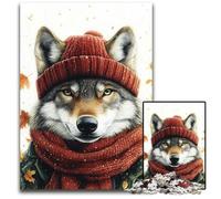 Puzzles 1000 pièces pour Adultes ou familles Puzzles en Bois Loup d'automne Jeu Familial interactif, adapté aux 14 Ans et Plus 50x75cm