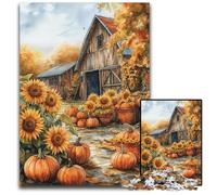 Puzzles 1000 pièces pour Adultes ou familles, Puzzles en Bois Motif Ferme, Citrouille, Tournesol, Jouet éducatif et décompressant, idéal pour Les Adolescents et Les Adultes, 50x75cm