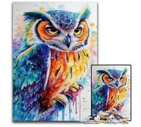 Puzzles 1000 pièces pour Adultes ou familles, Puzzles en Bois Motif Hibou Aquarelle, Jeux éducatifs, Jouets à Faire soi-même, Cadeau d'anniversaire, Cadeaux pour Les 14 Ans, 50x75cm