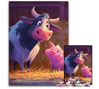 Puzzles 1000 pièces pour Adultes ou familles Puzzles en Bois Vache et Cochon Casse-tête éducatif, Décoration Artistique pour la Maison et Le Bureau, 14 Ans et Plus 50x75cm