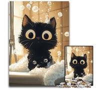 Puzzles 1000 pièces pour Adultes ou familles, Puzzles en Carton artistiques et Abstraits, Motif Chat Noir, Jouets, décoration d'intérieur et Cadeaux Uniques pour Les 14 Ans et Plus, 26x38cm
