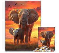 Puzzles 1000 pièces pour Adultes ou familles Puzzles en Carton Éléphant d'Afrique Amusement en Famille, Cadeaux d'anniversaire Uniques pour Les Enfants de 14 Ans et Plus 26x38cm