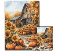 Puzzles 1000 pièces pour Adultes ou familles, Puzzles en Carton, Motif Ferme, Citrouille, Tournesol, Jouet éducatif et décompressant, idéal pour Les Adolescents et Les Adultes, 26x38cm