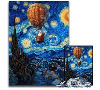 Puzzles 1000 pièces pour Adultes ou familles Van Gogh Ciel Nocturne Père Noël Puzzles en Bois Jouet éducatif intellectuel décompressant Bon Cadeau pour Adultes Adolescents 50X75CM