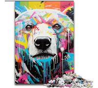 Puzzles 1000 pièces pour Adultes Ours Polaire Graffiti Puzzles Difficiles pour Adultes Jeu d'intérieur éducatif et Amusant pour la décoration intérieure (Taille 50x75cm)