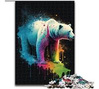 Puzzles 1000 pièces pour Adultes Ours Polaires colorés en Bois, Un Excellent Cadeau pour s'amuser en Famille 50x75cm pour Les Vacances, Les Anniversaires et Les soirées de Jeux en Famille
