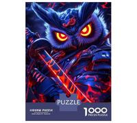 Puzzles 1000 Pièces pour Adultes Owl Samurai Warrior Puzzle pour Adultes, Jouet, Décoration Murale, Décoration Intérieure, Défi À Réaliser 52x38cm/1000pcs