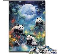 Puzzles 1000 pièces pour Adultes Panda Bamboo Moon Puzzles en Carton pour Adultes pour Adolescents Jeux de Jouets stimulants Taille : 38x26cm