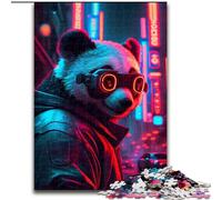 Puzzles 1000 pièces pour Adultes Panda en Bois, Parfait pour Une décoration DIY ou Un Cadeau d'anniversaire. Jeu de réflexion pour Adolescents 50x75cm, pour Les fêtes.