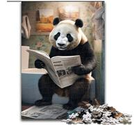 Puzzles 1000 pièces pour Adultes Panda lisant Un Journal Puzzles en Bois Taille 50x75cm Parfait pour s'amuser en Famille, Jeux de société, Cadeaux de fête d'anniversaire