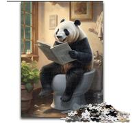 Puzzles 1000 pièces pour Adultes Panda lisant Un Journal Puzzles stimulants pour Adolescents, soirée de Jeux en Famille Amusante (Taille 50x75cm)