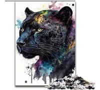 Puzzles 1000 pièces pour Adultes Panthère Noire en Bois,Parfait pour Une décoration Artistique à Faire soi-même ou Un Cadeau d'anniversaire 50x75cm,Jouet d'intelligence