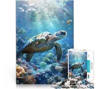 Puzzles 1000 pièces pour Adultes Paradis corallien des Tortues de mer Fait de Bois，pour Les 14 Ans et Plus Jouet éducatif pour Apprendre Cadeaux pour Les Amis et la Famille。Taille：50x75cm