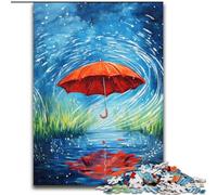 Puzzles 1000 pièces pour Adultes Parapluie Rouge Un Jour de Pluie, Jeu Familial Anti-Stress, défi Difficile, renforce l'amour Entre Couples (Taille 50x75cm)
