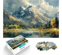 Puzzles 1000 pièces pour Adultes Paysage de lac de Montagne Fait de Papier，pour Les 14 Ans et Plus Vacances à la Maison : Tuer Le Temps Jeux Jouets Cadeaux。Taille：38x52cm/14.9x20.4pouce