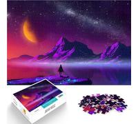 Puzzles 1000 pièces pour Adultes Paysage de Montagne avec Ciel Nocturne Jeux Amusants Renforcer l'amour Entre Les Couples 52x38cm