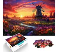 Puzzles 1000 pièces pour Adultes Paysage de Moulin à Vent hollandais Jeux Amusants 26x38cm Anniversaire Unique et Cadeaux pour Adolescents de 14 Ans et Plus