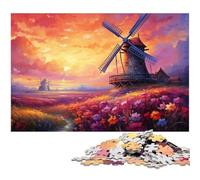 Puzzles 1000 pièces pour Adultes Paysage de Moulin à Vent hollandais Puzzle Difficile Une œuvre d'art pour Les Adolescents de 14 Ans et Plus 1000 pièces (38 x 26 cm)