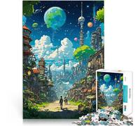 Puzzles 1000 pièces pour Adultes Paysage Urbain futuriste d'anime Difficile et défi Renforcer l'amour Entre Les Couples 50x70cm