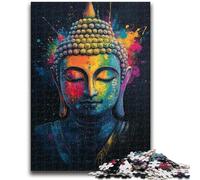 Puzzles 1000 pièces pour Adultes, Peinture à l'huile Bouddha coloré, idéal pour Les soirées Jeux, Jouet coloré pour la Maison (50x75cm)