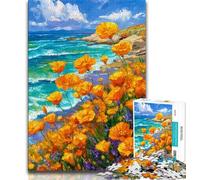 Puzzles 1000 pièces pour Adultes, Peinture à l'huile de Fleur de Coquelicot, Jeu éducatif Familial, décoration Murale, Cadeaux d'anniversaire et de Noël Uniques 38x26cm