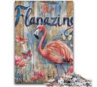 Puzzles 1000 pièces pour adultes, peinture à l'huile flamant rose, divertissement familial, activités à la maison, cadeau d'anniversaire, cadeaux de voyage, pour les enfants de 14 ans et plus, 26x38cm