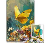 Puzzles 1000 pièces pour Adultes Peinture à l'huile Papillon Jaune 1000 pièces pour Adolescents Parfait pour Les soirées Jeux Jouet coloré pour la Maison Cadeau 75x50cm