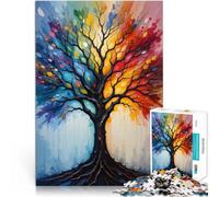 Puzzles 1000 pièces pour Adultes Peinture d'arbre Arc-en-Ciel Jouets de Divertissement Familial Cadeau Amusant 38x26cm