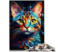 Puzzles 1000 pièces pour Adultes Peinture de Chat du Bengale Puzzle de décoration pour la Maison Excellent Cadeau de Noël 10,27 po x 14,96 po pour Adolescent 14 Ans et Plus