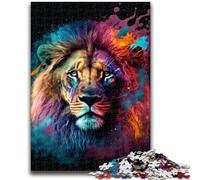 Puzzles 1000 pièces pour Adultes, Peinture de Lion colorée, défi d'intelligence cérébrale, Jouets addictifs, Cadeau d'anniversaire, décoration Murale 50x75cm