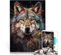 Puzzles 1000 pièces pour Adultes Peinture de Loup Jouets de Jeu pour Cadeau Familial Car C'est Un pour Toute la Famille 38x26cm