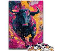 Puzzles 1000 pièces pour Adultes Peinture de Taureau pour et à partir de 14 Ans Jeu Pratique Jeu de Noël Cadeaux 50x75cm