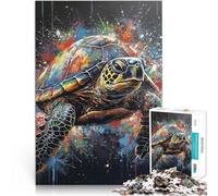 Puzzles 1000 pièces pour Adultes Peinture de Tortue Séjour Anti-Stress pour Tuer Le Temps Car C'est Un pour Toute la Famille 52x38cm