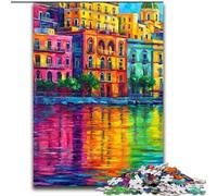 Puzzles 1000 pièces pour Adultes, Peinture du Front de mer de Naples, Italie Jeux éducatifs, décoration d'intérieur, idéal comme Cadeau pour Toute la Famille (Taille 50x75cm)