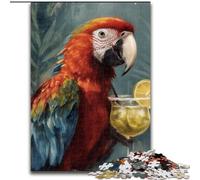 Puzzles 1000 pièces pour Adultes Perroquet Buvant Une Boisson Puzzles impossibles pour Adultes Décoration d'intérieur et Jeu Familial interactif, (Taille 50x75cm)