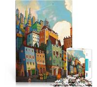 Puzzles 1000 pièces pour Adultes Petite Ville Difficile à réaliser mais Amusant et Humoristique Bon Cadeau 52x38cm