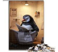 Puzzles 1000 pièces pour Adultes Pingouin lisant Un Journal Puzzles en Bois pour Adultes Taille 50x75cm Activité familiale Amusante, défi cérébral, Cadeau Parfait pour Adolescent