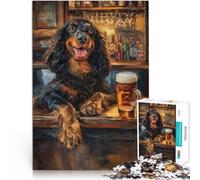 Puzzles 1000 pièces pour Adultes Pinte de bière Gordon Setter Fait de Bois pour Les 14 Ans et Plus Jouets éducatifs et d'apprentissage Jeux familiaux Jeux Jouets Cadeaux。Taille：50x75cm