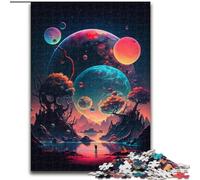 Puzzles 1000 pièces pour Adultes Planète colorée en Bois, pour Les 14 Ans et Plus 50x75cm. Stimulant et divertissant, activité familiale.