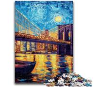 Puzzles 1000 pièces pour Adultes, Pont de Brooklyn, Puzzles Nocturnes pour Adolescents, Anti-Stress, défi Difficile, Cadeaux du Père Noël Secret (26x38cm)