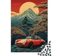 Puzzles 1000 pièces pour adultes Porsche Fuji Retro Puzzles Puzzle en bois de haute qualité Jouet de loisirs Jeu éducatif Décoration de la maison Cadeau d'art Cadeaux d'Halloween 1000 pièces (75x50cm)
