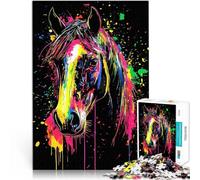 Puzzles 1000 pièces pour Adultes Portrait de Cheval coloré Réduction du Stress intéressante Cadeaux pour Les Amis et la Famille 50x70cm