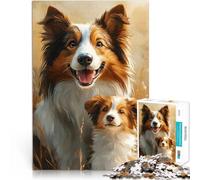 Puzzles 1000 pièces pour Adultes Portrait de Chiot Border Collie Jouets Anti-Stress Convient pour la décoration de Bureau 52x38cm